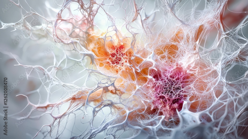 Poster Digital realm exploration close-up of ethereal abstract art featuring intricate neurological structures