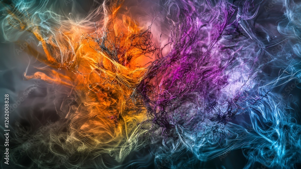 Poster dynamic colorful trails of light abstract art digital artwork vibrant environment artistic viewpoint