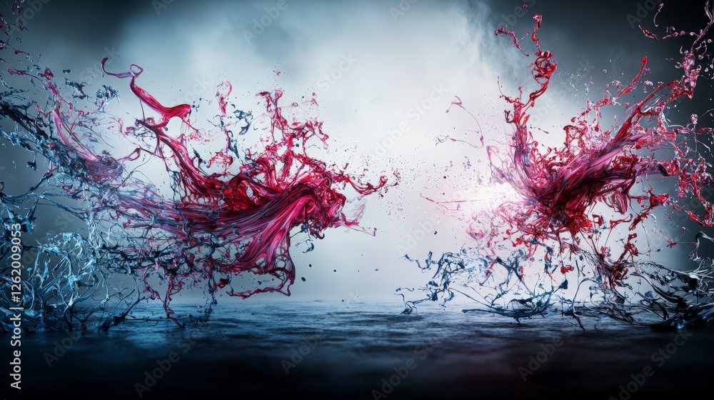 Leinwandbilder dynamic color splashing art abstract expression digital artwork vibrant surrealism front view creati