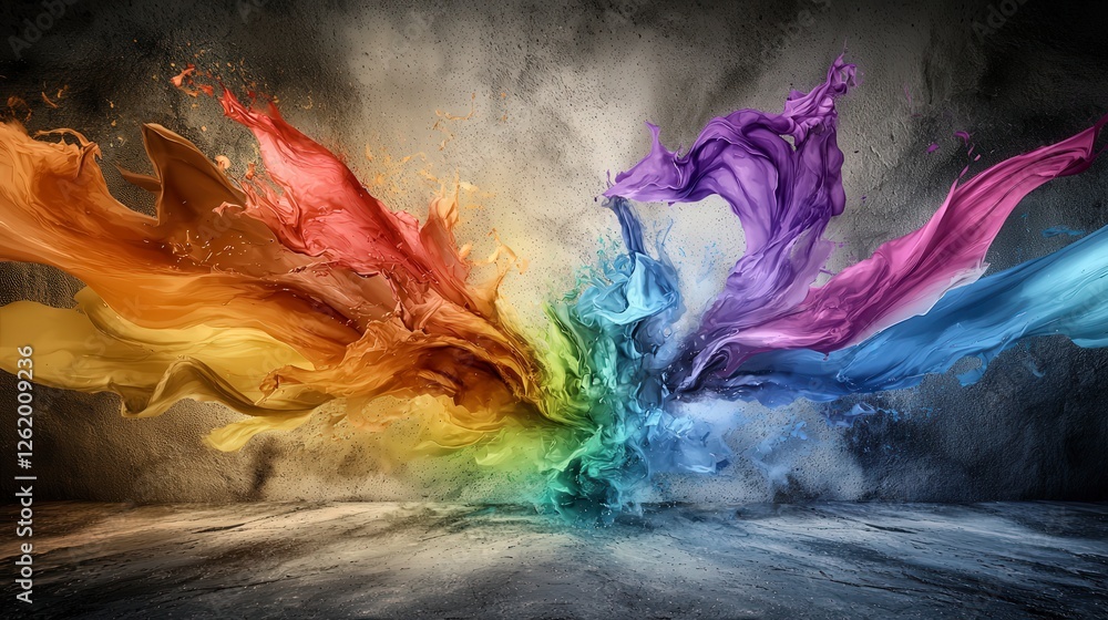 Poster Vibrant color explosion art abstract studio digital artwork creative space dynamic perspective bold concepts
