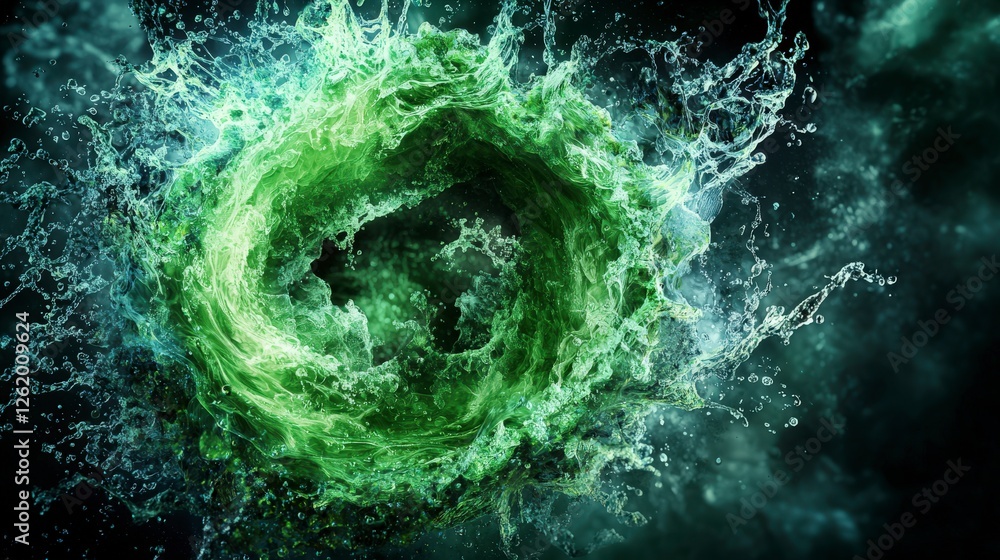 Poster emerald green whirlpools spiraling through space abstract art digital creation cosmic environment cl