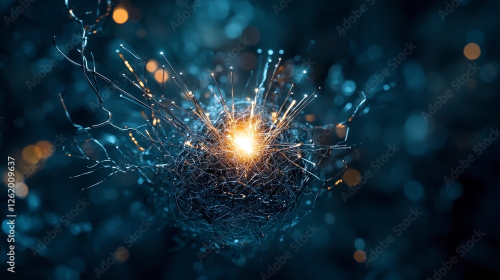 Aufkleber dynamic energy burst illuminates darkness abstract visualization digital art cosmic environment clos