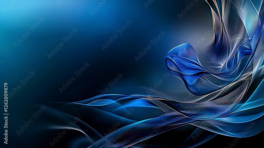 Leinwandbilder Indigo curves gently arcing through space abstract design digital art calm environment close-up view serenity concept