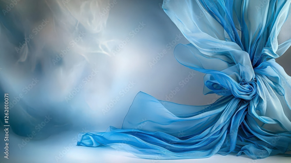 Poster flowing light blue hues unfurling across a serene background abstract art soft textures dreamy atmos