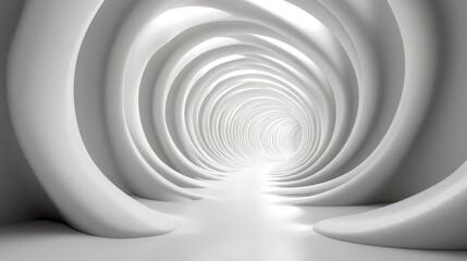 Fototapeta premium White futuristic tunnel, abstract architecture, bright light, background design, website banner