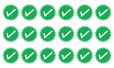 Social media and Profile Verified badge icon. Check and Approved, Accept, Instagram verified badge icon. vector illustration. Green verity badge icon vector set. green check mark icon vector set. 