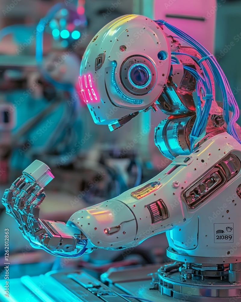 Poster within a smart factory that follows industry 4.0 principles, the gripper picks up the product from t