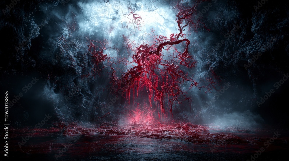 Aufkleber ethereal dark textures emerge from cascading shadows an enigmatic canvas surreal atmosphere artistic