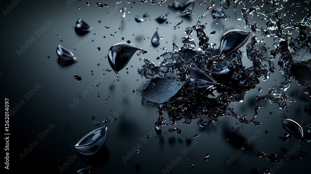 Aufkleber Dynamic water splashes abstract concept studio setting dark background close-up view creative visuals for impact