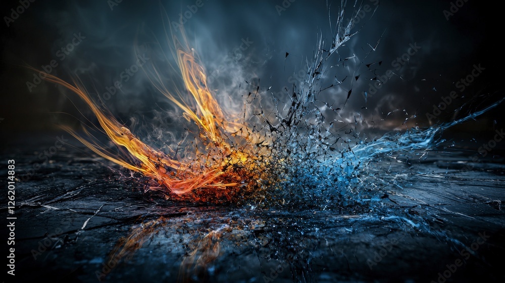 Poster Dynamic color explosion abstract fluid art dark background digital creation artistic perspective energy concept
