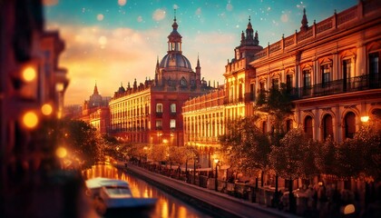 Fototapeta premium Ilustración de la ciudad de estilo Sevilla