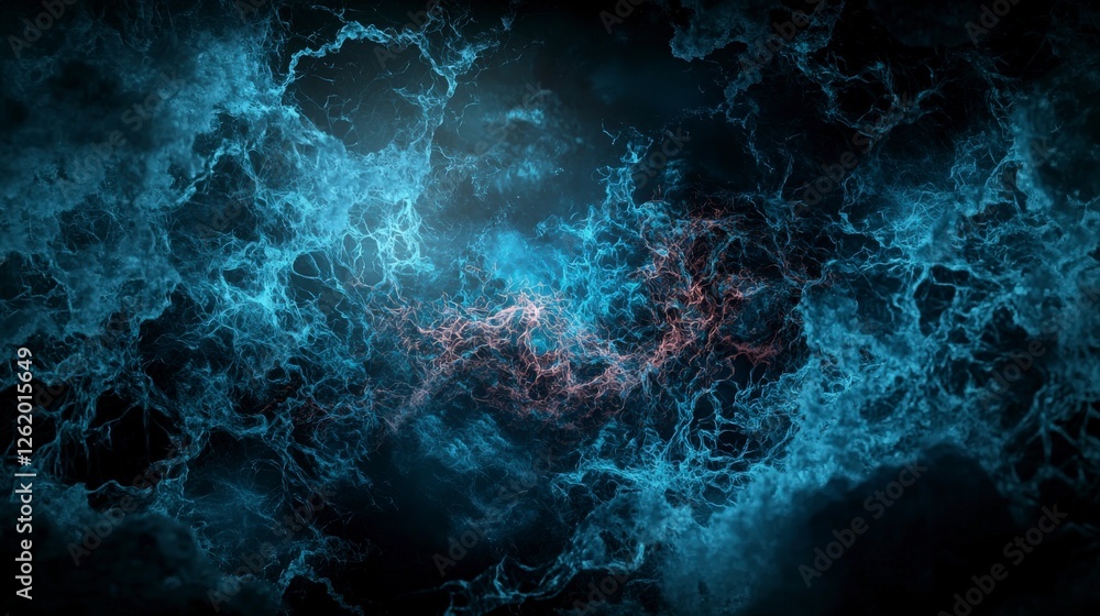 Aufkleber Dynamic energy waves cosmic space abstract digital art dark environment close-up view motion effects