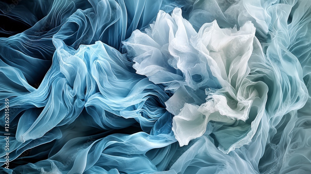 Poster soft undulating waves of muted tones eroding edges in abstract art studio digital artwork calm envir