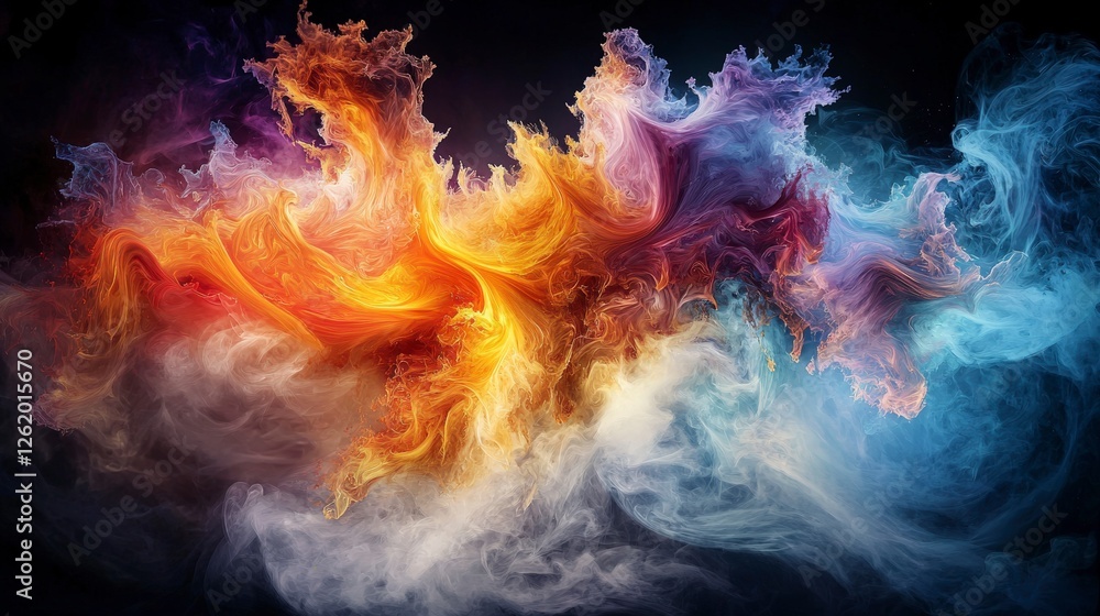 Poster Vaporous patterns of glowing emotion abstract art digital background ethereal environment artistic perspective