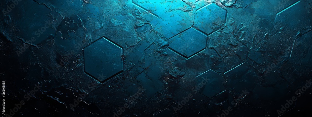 Poster futuristic hexagon abstract background incorporating analysis and automation of stock data. 3d big d