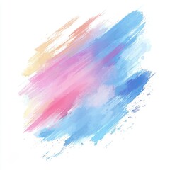 Vibrant Abstract Watercolor Texture with Soft Pastel Hues of Blue, Pink, and Yellow Blending Gracefully on a White Background