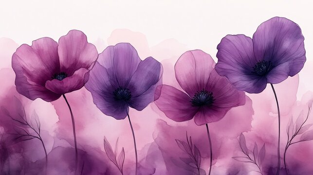 Transparent hand drawn floral pattern a watercolor style for elegant invitations