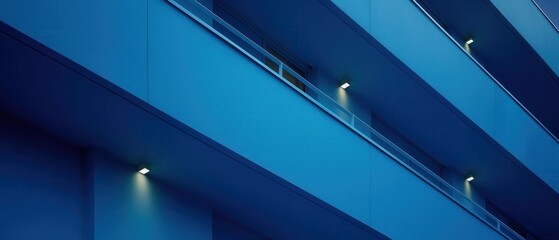 Obraz premium Modern blue architectural lines with subtle lighting accents.