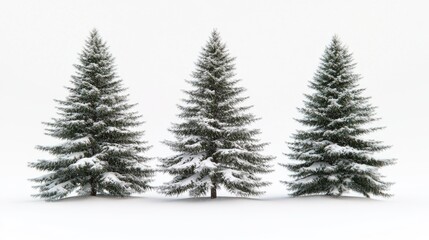 Obraz premium Pine trees blanketed with snow at Christmas time.
