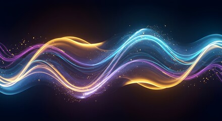 Un fondo abstracto futurista de alta tecnolog&iacute;a con ondas de ne&oacute;n brillantes y texturas hologr&aacute;ficas fluidas.