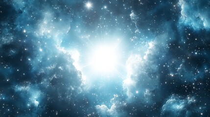 Vibrant Blue Nebula Illuminated by Distant Stars Creating a Stunning Cosmic Scene Filled with Celestial Wonders and Ethereal Beauty Evoking a Sense of Awe and Wonder in the Universe