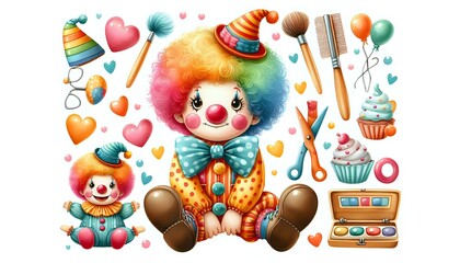 Obraz premium Colorful Clown with Balloons