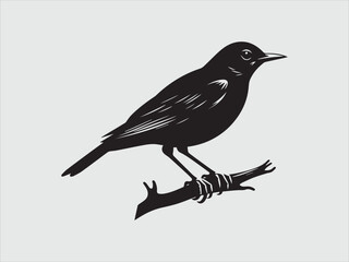 Obraz premium American Robin Silhouette Minimalist Bird Illustration for Nature Inspired Creations