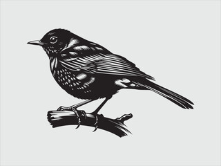 American Robin Silhouette Minimalist Bird Illustration for Nature Inspired Creations