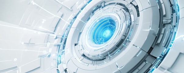 Futuristic digital core activating; circuit background