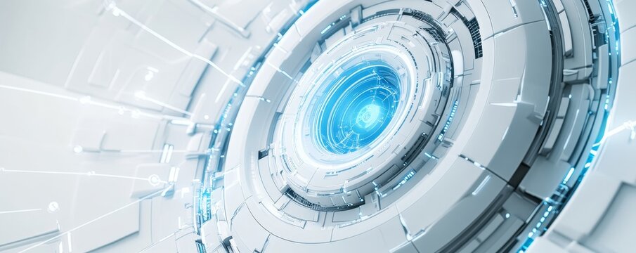 Futuristic digital core activating; circuit background