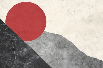 Abstract Red Circle on Grunge Background with Textured Elements