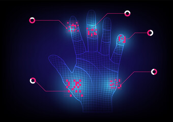 Abstract background with digital handprint encoding