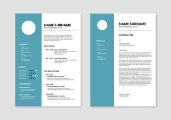Resume and cover letter layout. Minimal resume cv design template. Vector illustration