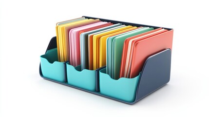 A high-capacity desk organizer with multiple compartments for files, isolated on a seamless white background,