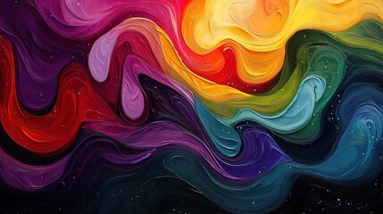 Abstract art with swirling colorful patterns and vibrant motion