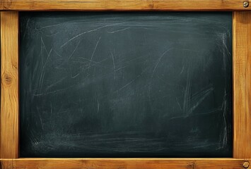 Top View High-Resolution Blackboard with Wooden Frame, Blank Educational Surface for Presentations