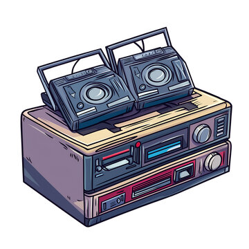 retro cameras on vintage stereo equipment clip art preview