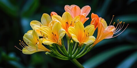 Vividly colored yellow flowers blooming in a garden setting.