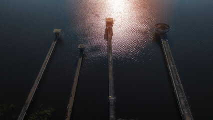 The pumping station in the high angle dam, Reservoir