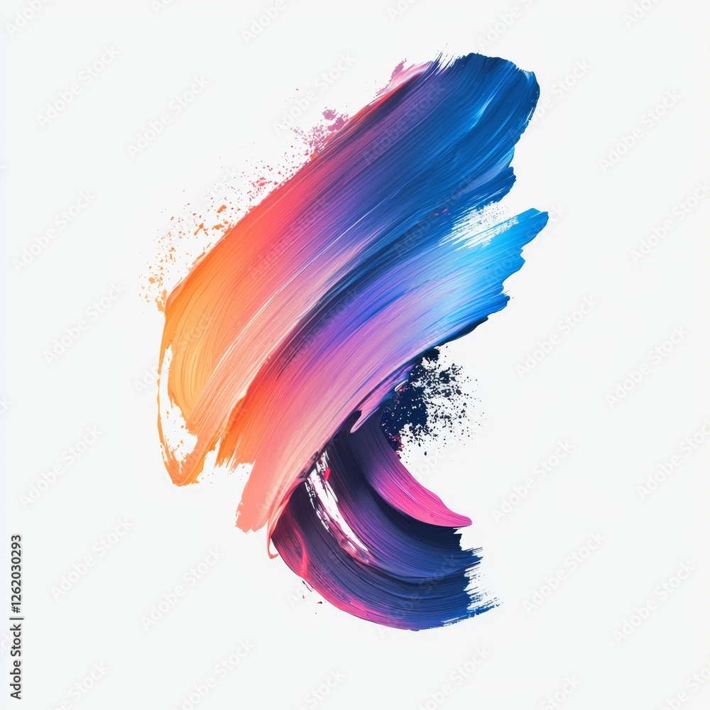 Poster vibrant abstract brush stroke art with fluid color blends in soft pastel tones creating dynamic move