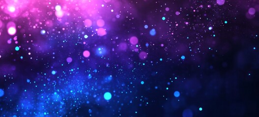 Fototapeta premium Purple blue bokeh lights, particles, background overlay