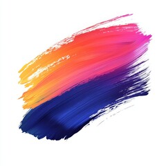 Vibrant Rainbow Paint Stroke with Vivid Color Blend on White Background for Abstract Art and Creative Design Projects