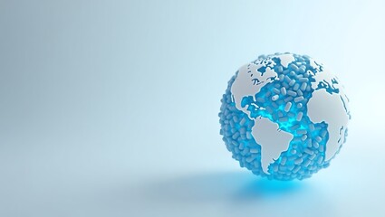 Glowing Globe of Pills and Capsules for National Doctors' Day Medical Awareness