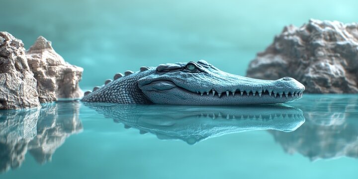 Crocodile as an unusual feature on a naturalistic scene
