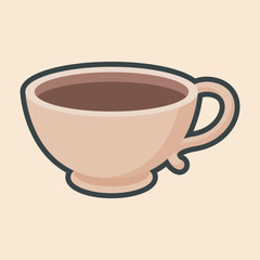 coffee cup with outline flat vector design.