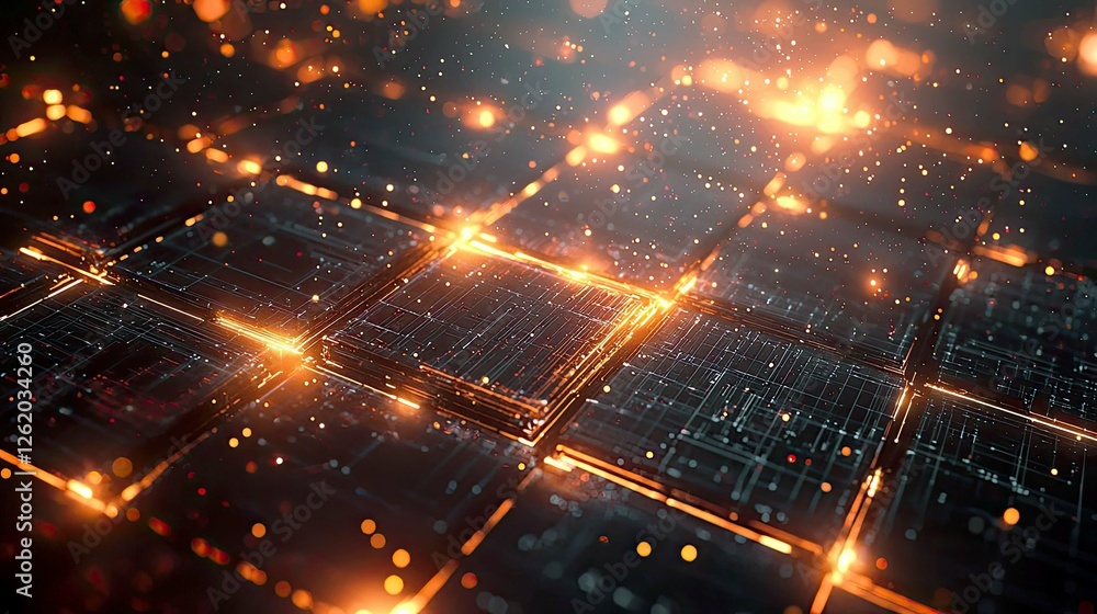 Poster abstract futuristic technology background: glowing digital network, circuitry, and data streams. cyb