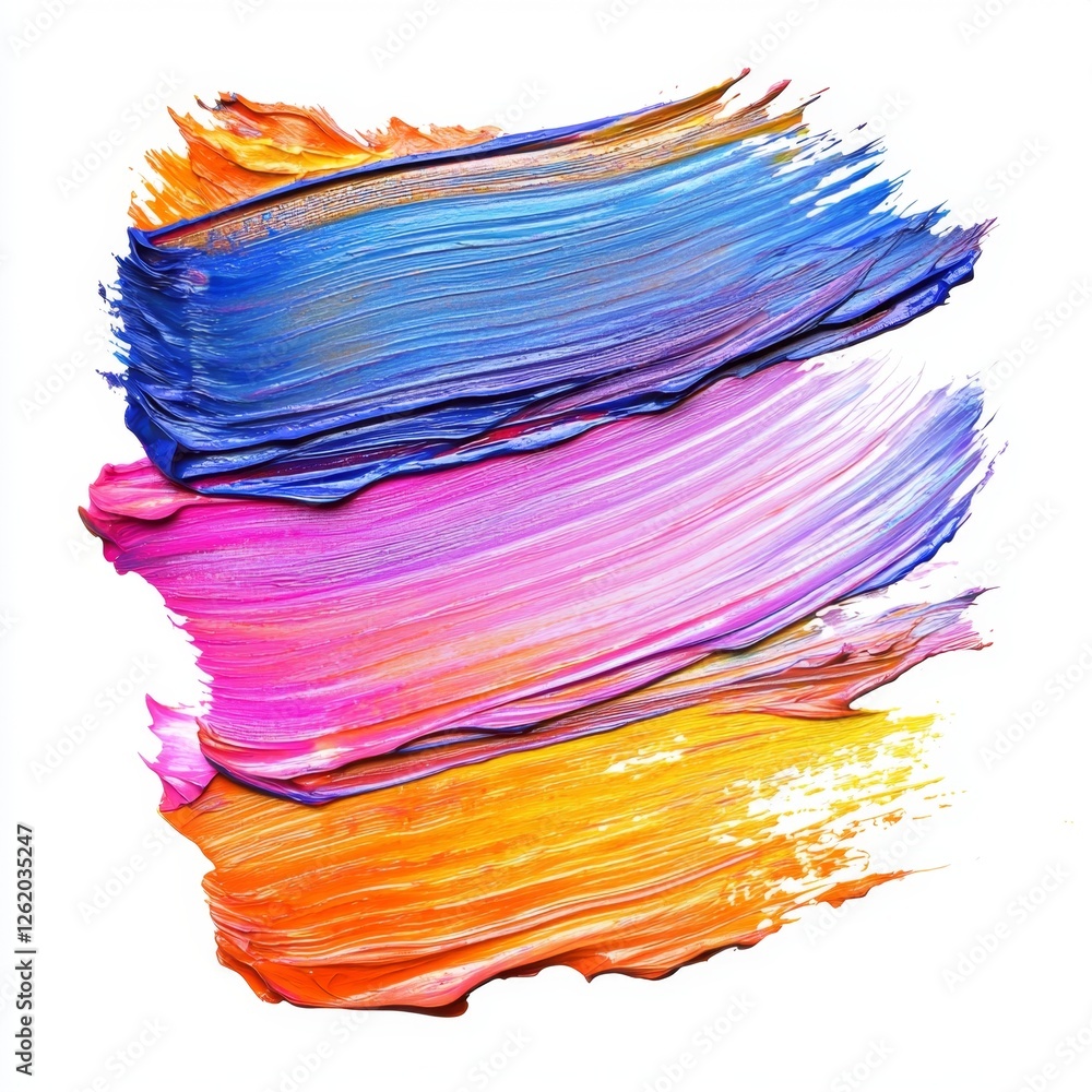 Wall mural vibrant abstract brush strokes in vivid colors on white background creating a dynamic and energetic 