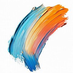 Vibrant Colorful Abstract Brushstroke in Blue and Orange Shades with Smooth Texture on White Background