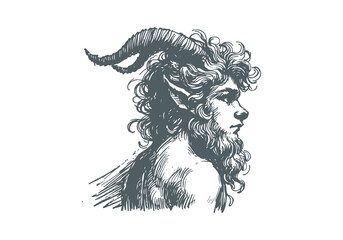Faun Satyr hand drawn sketch vector