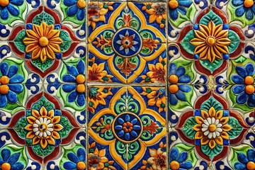 Rustic Mexican Ceramic Tile Pattern Background Texture